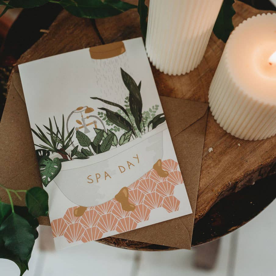 Spa Day Houseplant Roll Top Bath Relaxation Everyday Card