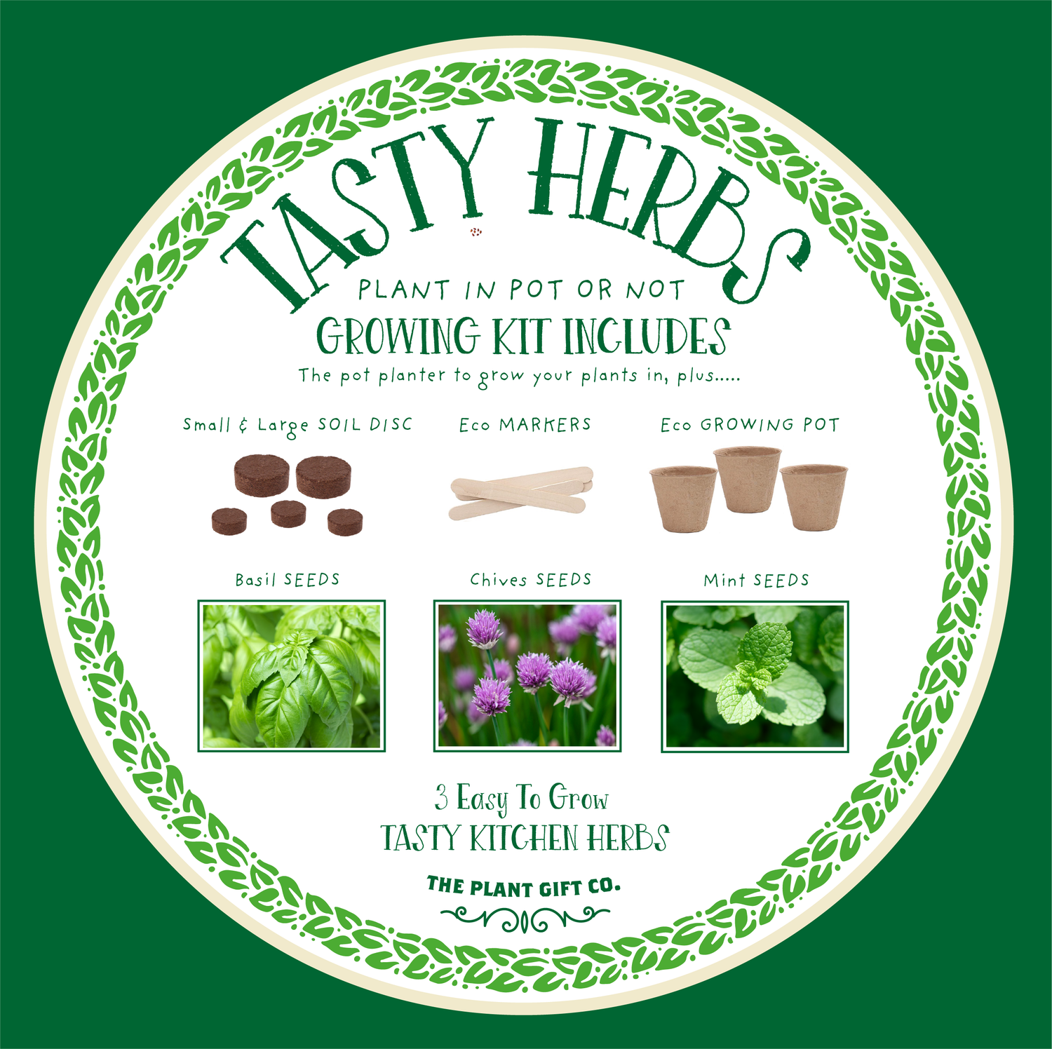 Tasty Herbs. Eco Grow Your Own Herbs, Gardening Kit.