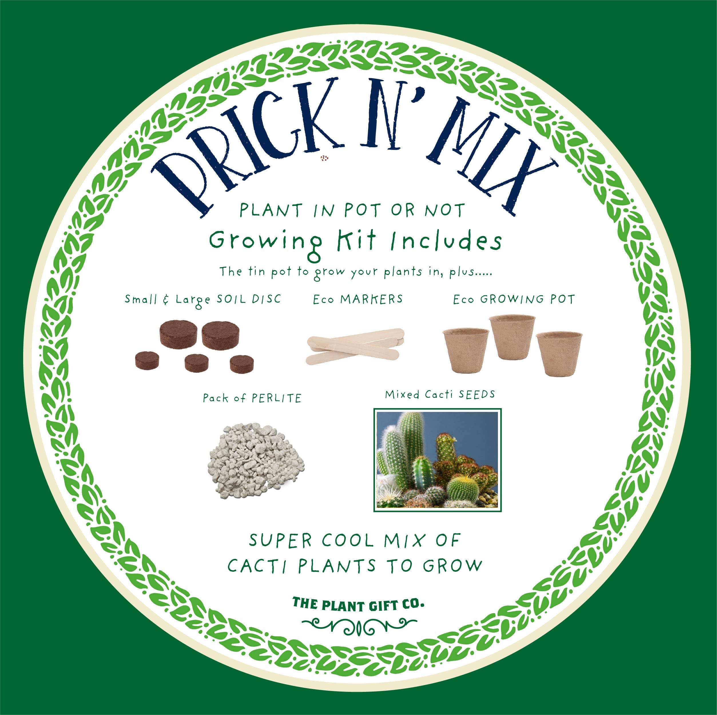 Prick n Mix. Eco Grow Your Own Cactus, Gardening Kit