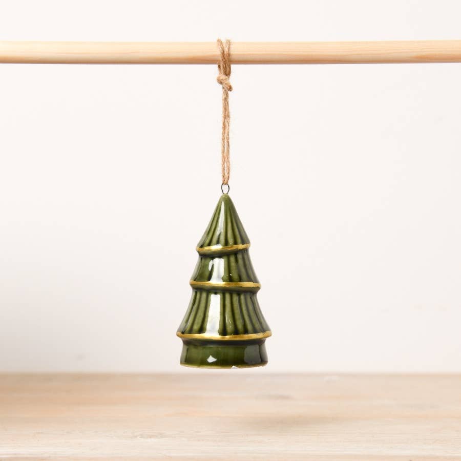 Green Tree Hanger w/ Gold Trim 10cm