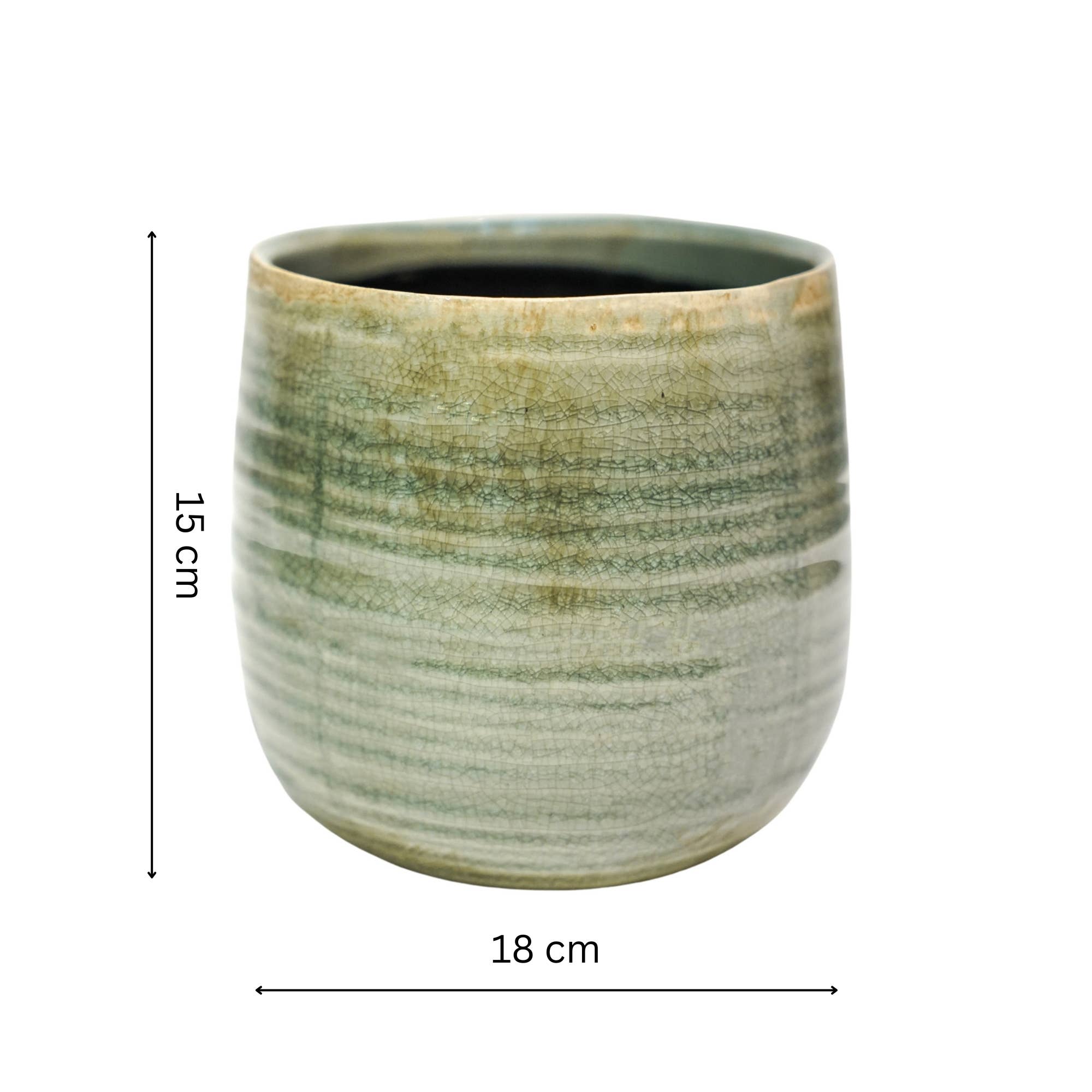 Como Hand Finished Indoor Ceramic Plant Pot H15cm x D18cm