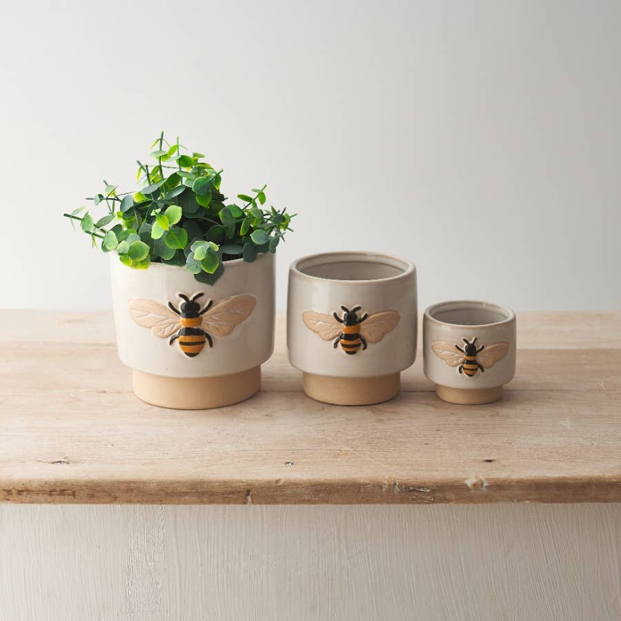 Bee Stoneware Planter, 12cm