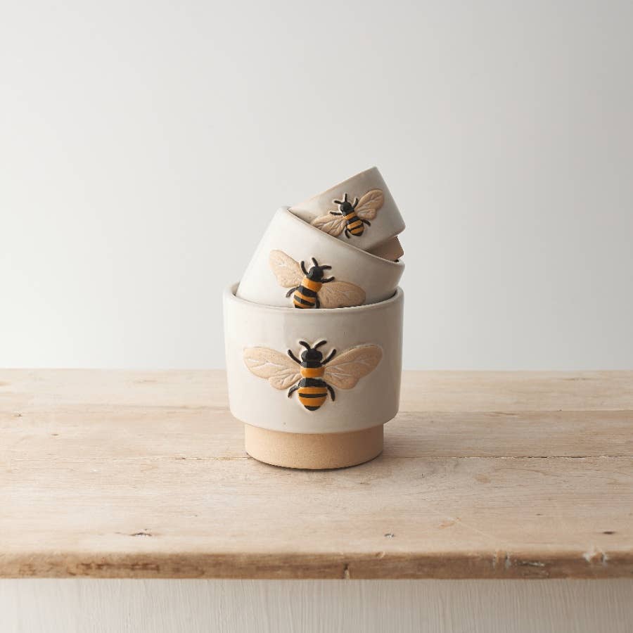 Bee Stoneware Planter, 12cm