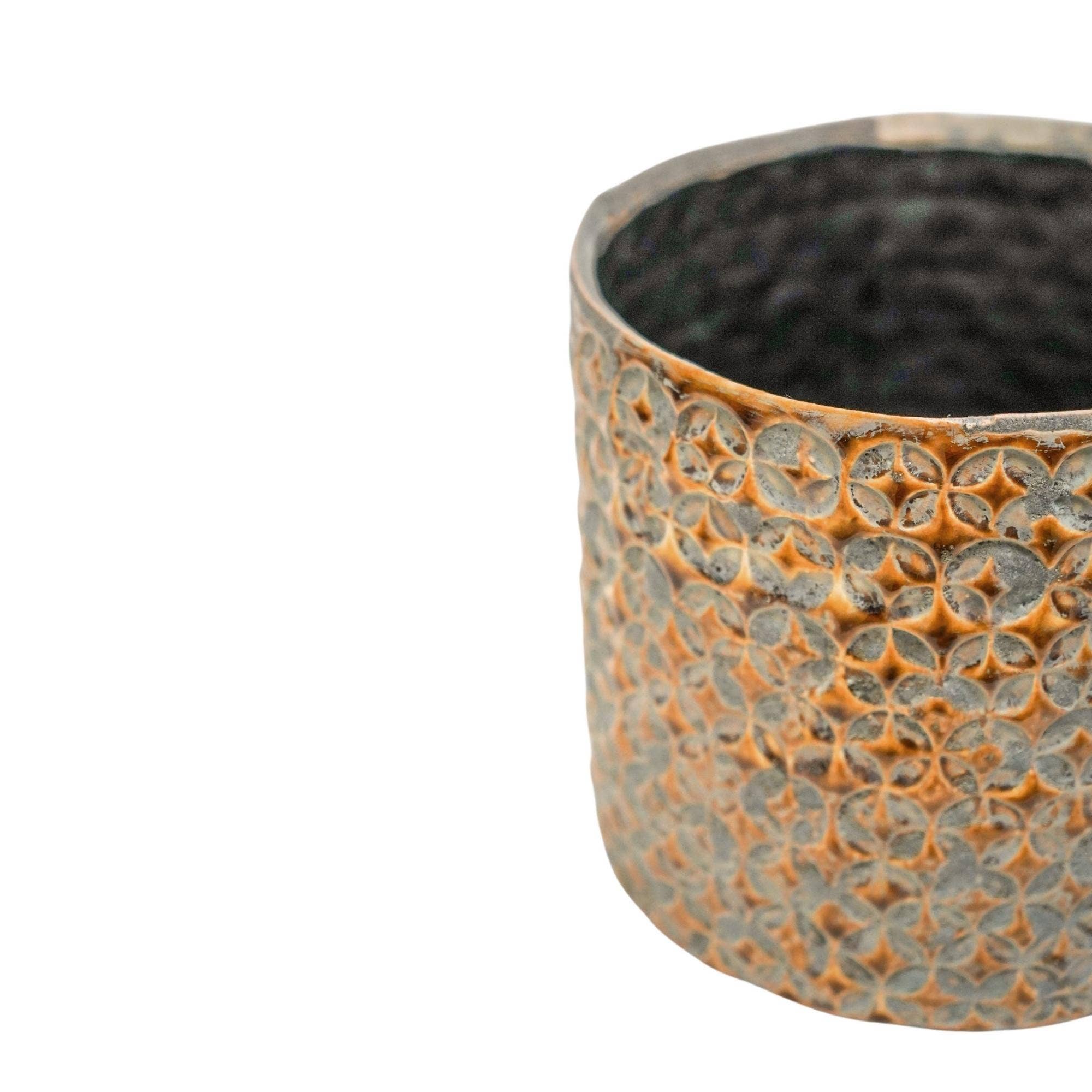 Terni Premium Glaze Ceramic Indoor Planter H18cm D20cm: Mustard