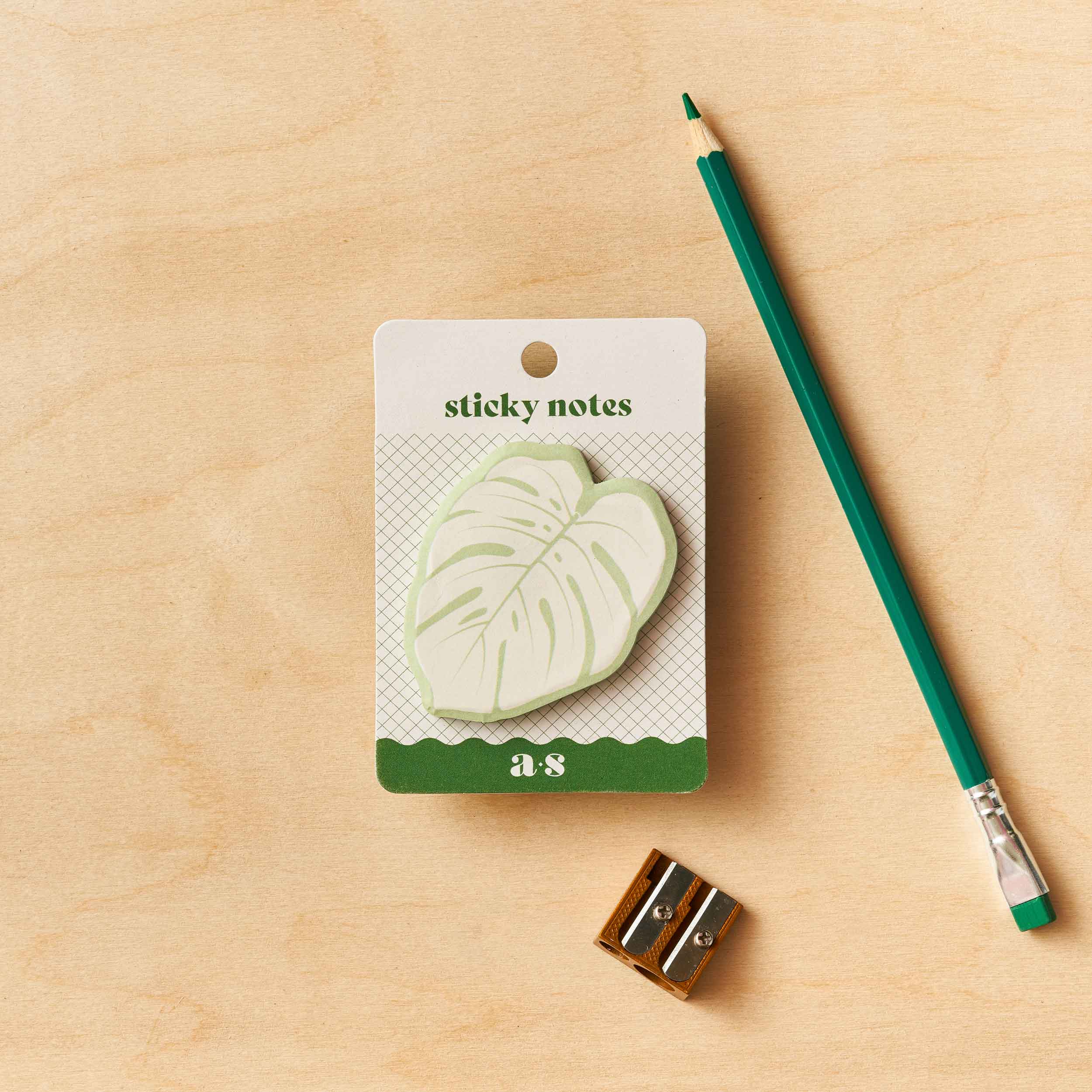 Monstera Leaf Sticky Notes, botanical stationery memo pad