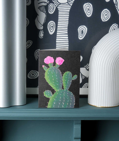 Cactus on Black Greeting Card