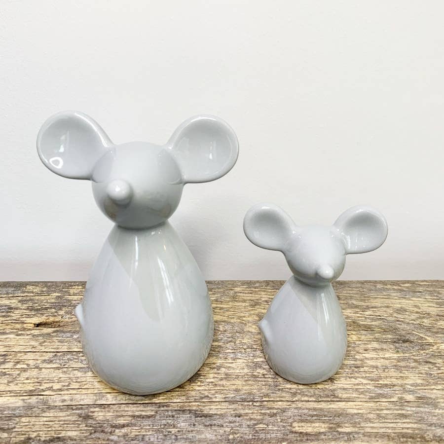 Grey Ceramic Mouse, 10cm