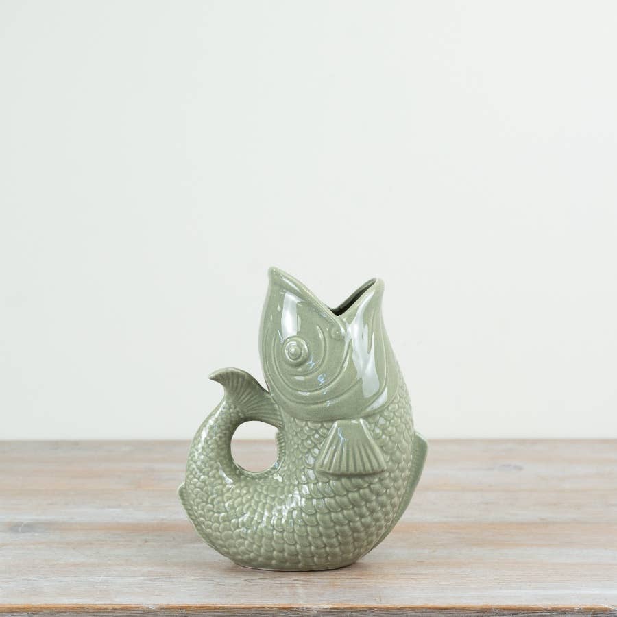 Sage Green Fish Vase, 10.3cm
