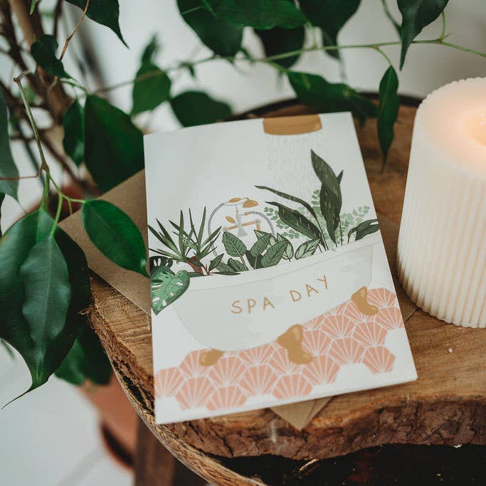 Spa Day Houseplant Roll Top Bath Relaxation Everyday Card