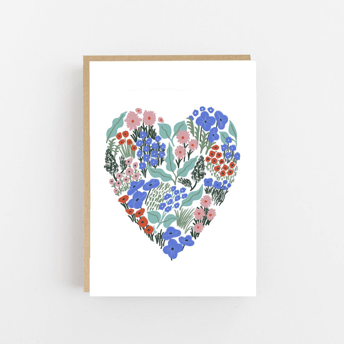 Blue Floral Heart Card