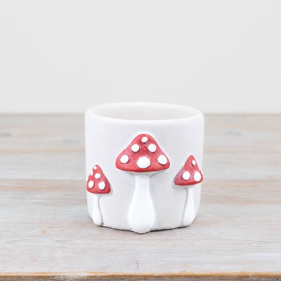 12cm White Planter Mushroom Design