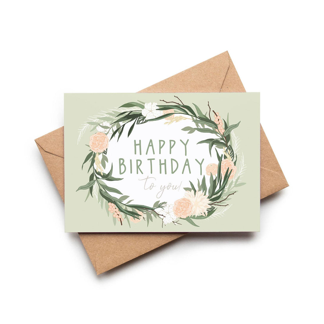 Happy Birthday To You Floral Pale Mint &amp; Pink Greeting Card