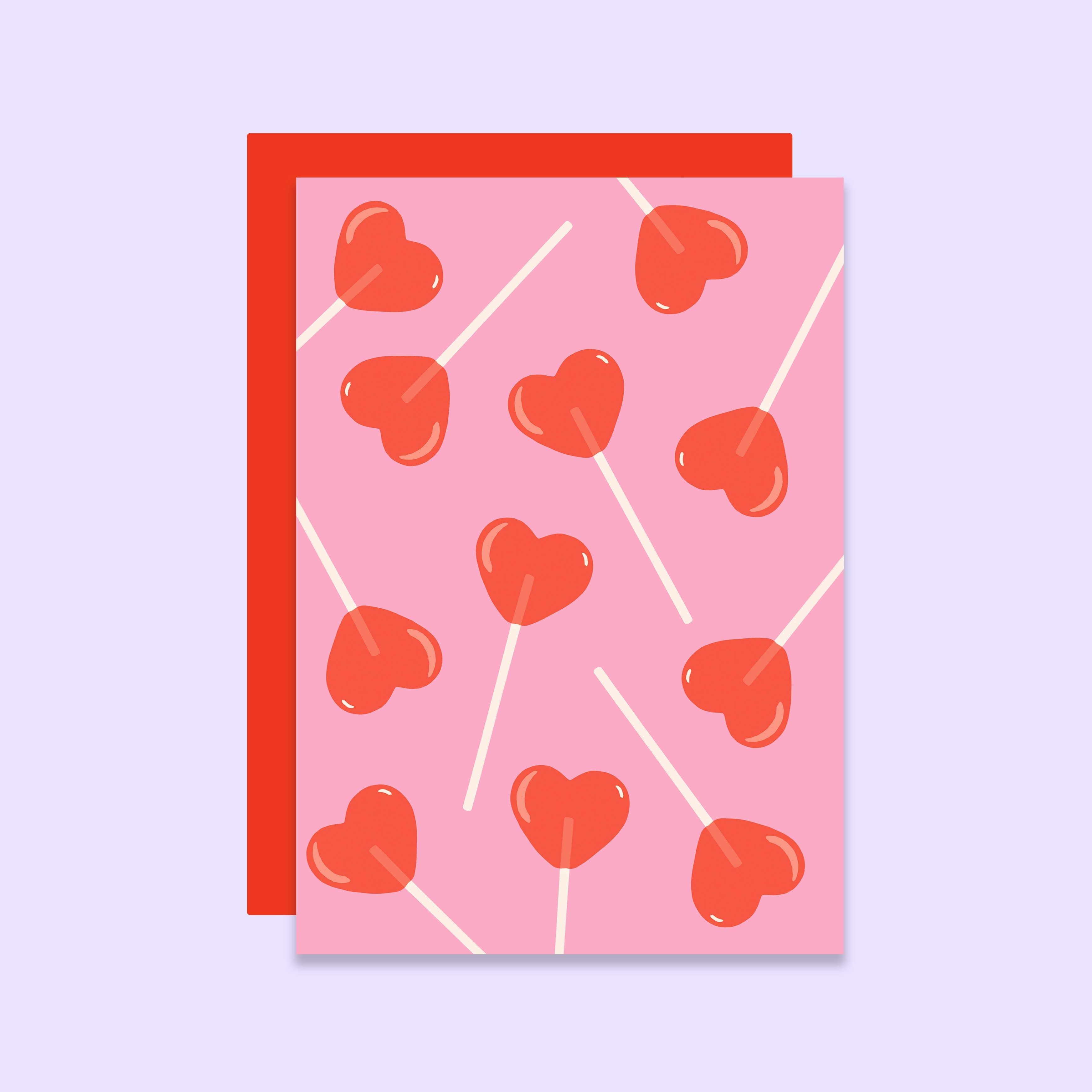 Heart Love Lollipops Card | Galentines Day Card | Valentines