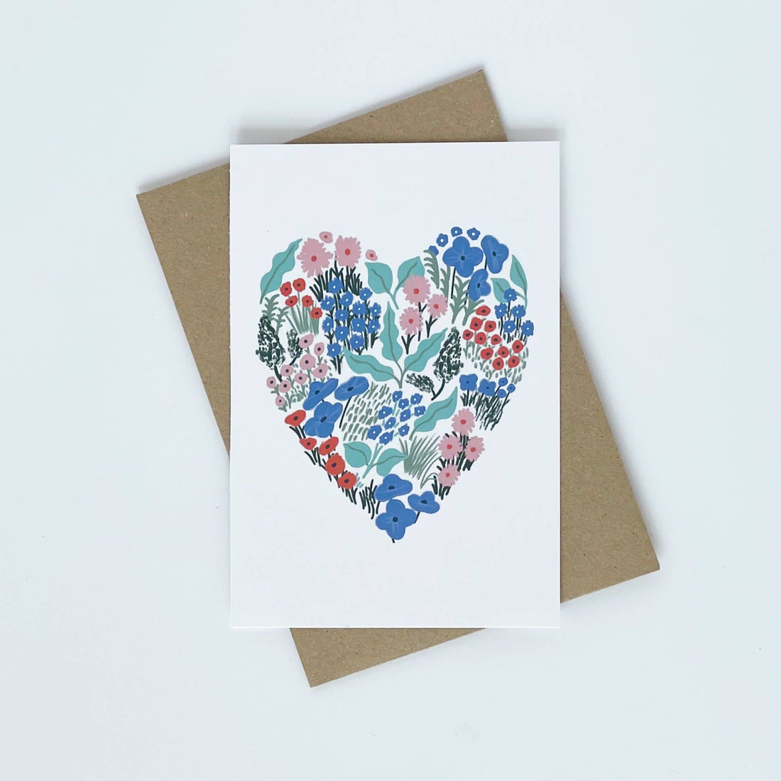 Blue Floral Heart Card