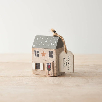 Merry Christmas Wooden House, 8cm