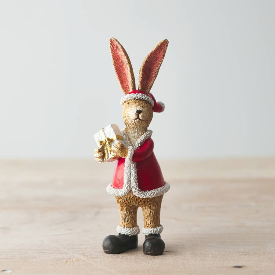 Jasper Rabbit Santa Present, 15cm