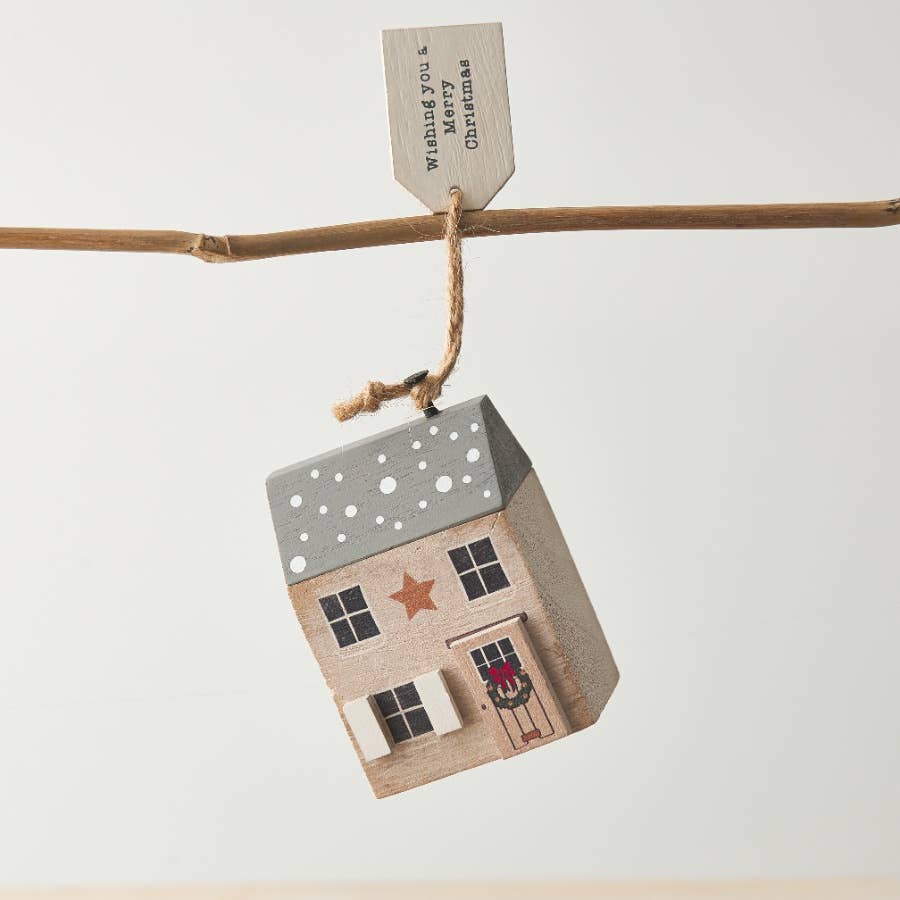 Merry Christmas Wooden House, 8cm
