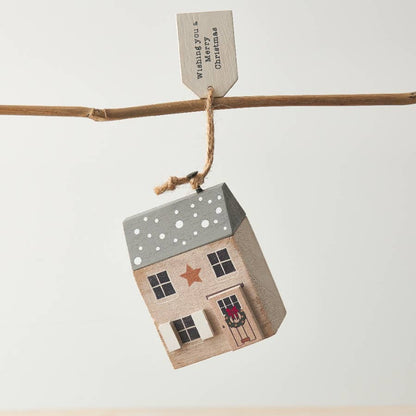 Merry Christmas Wooden House, 8cm