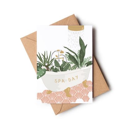 Spa Day Houseplant Roll Top Bath Relaxation Everyday Card