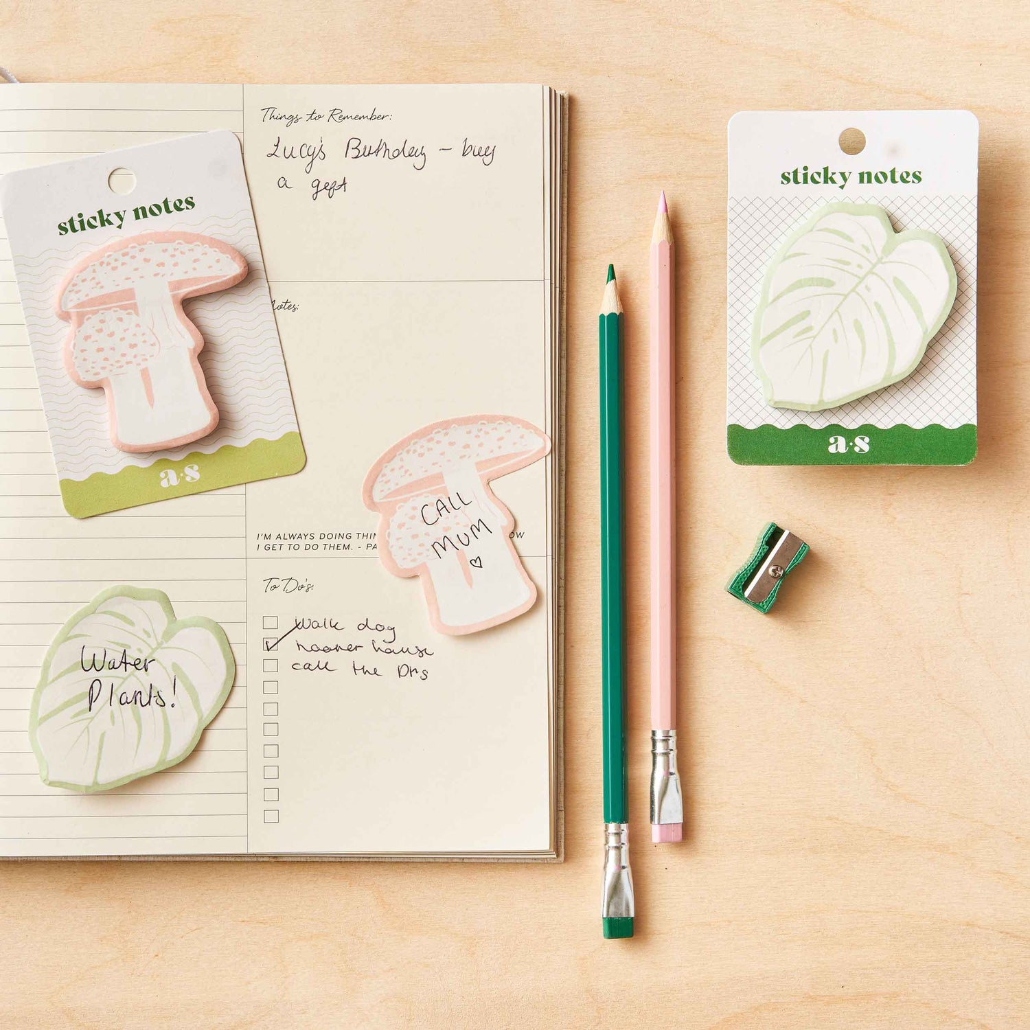 Monstera Leaf Sticky Notes, botanical stationery memo pad