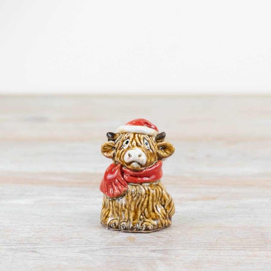 Christmas Highland Cow, 6.5cm