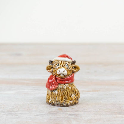 Christmas Highland Cow, 6.5cm